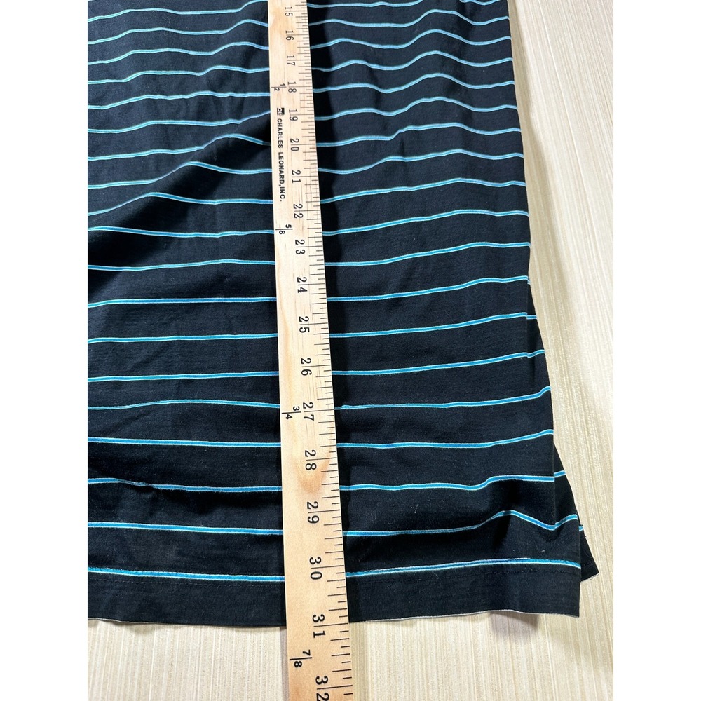 Peter Millar Polo Shirt Mens XL Black Blue Striped Baltusrol Logo Golf‎ Pullover - Picture 6 of 6